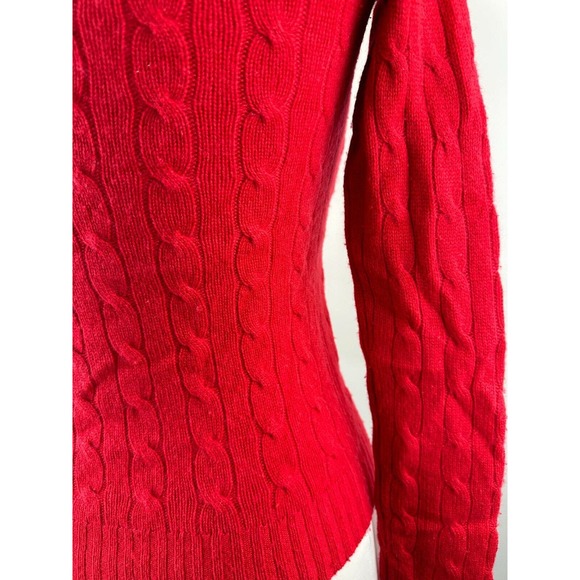 Ralph Lauren 100% Cashmere Slim Fit Cable Knit Crew Neck Sweater Red Size Small - Picture 10 of 15